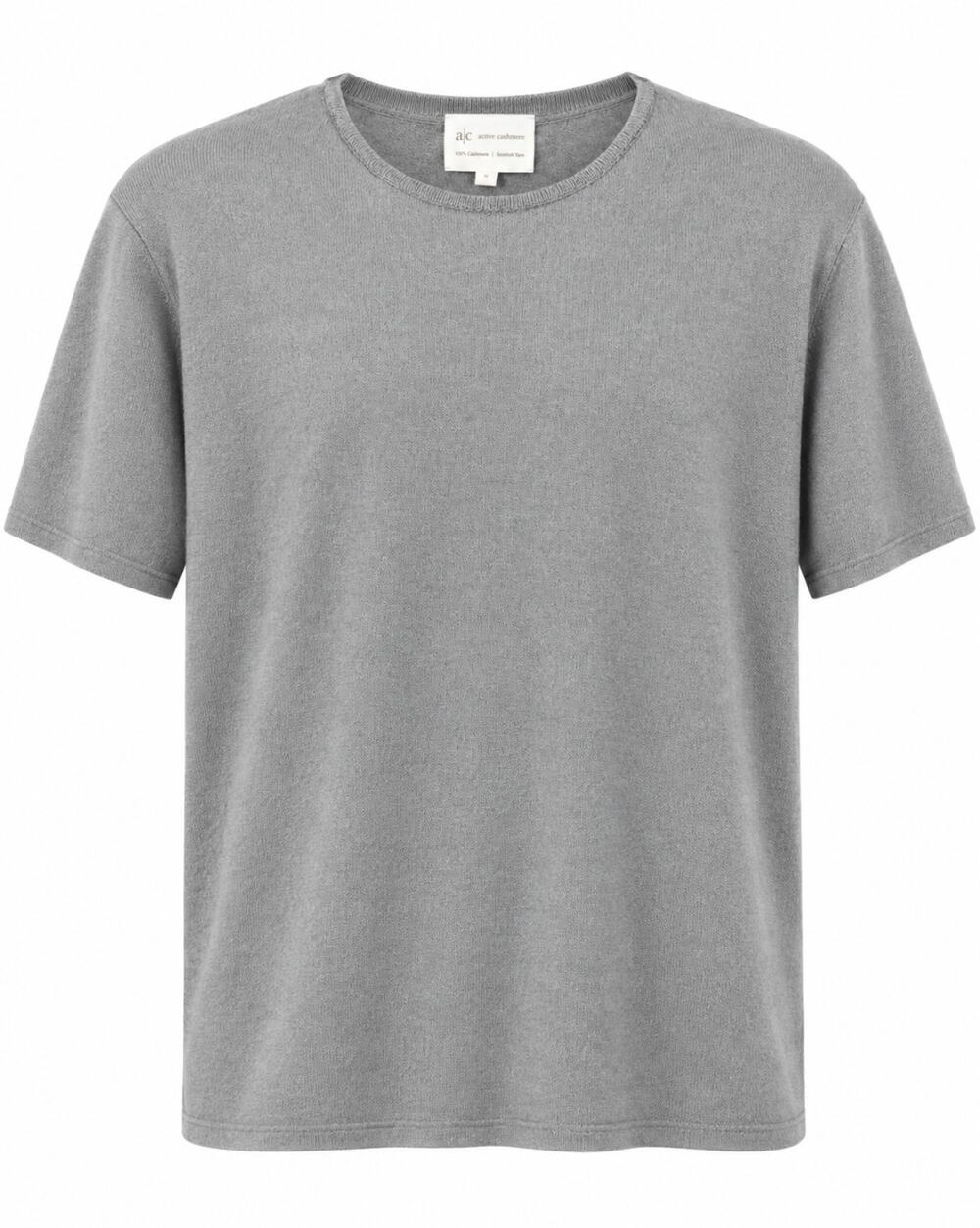 ACTIVE CASHMERE Men's Short Sleeve Fine Cashmere T-Shirt Large Light Grey NWT